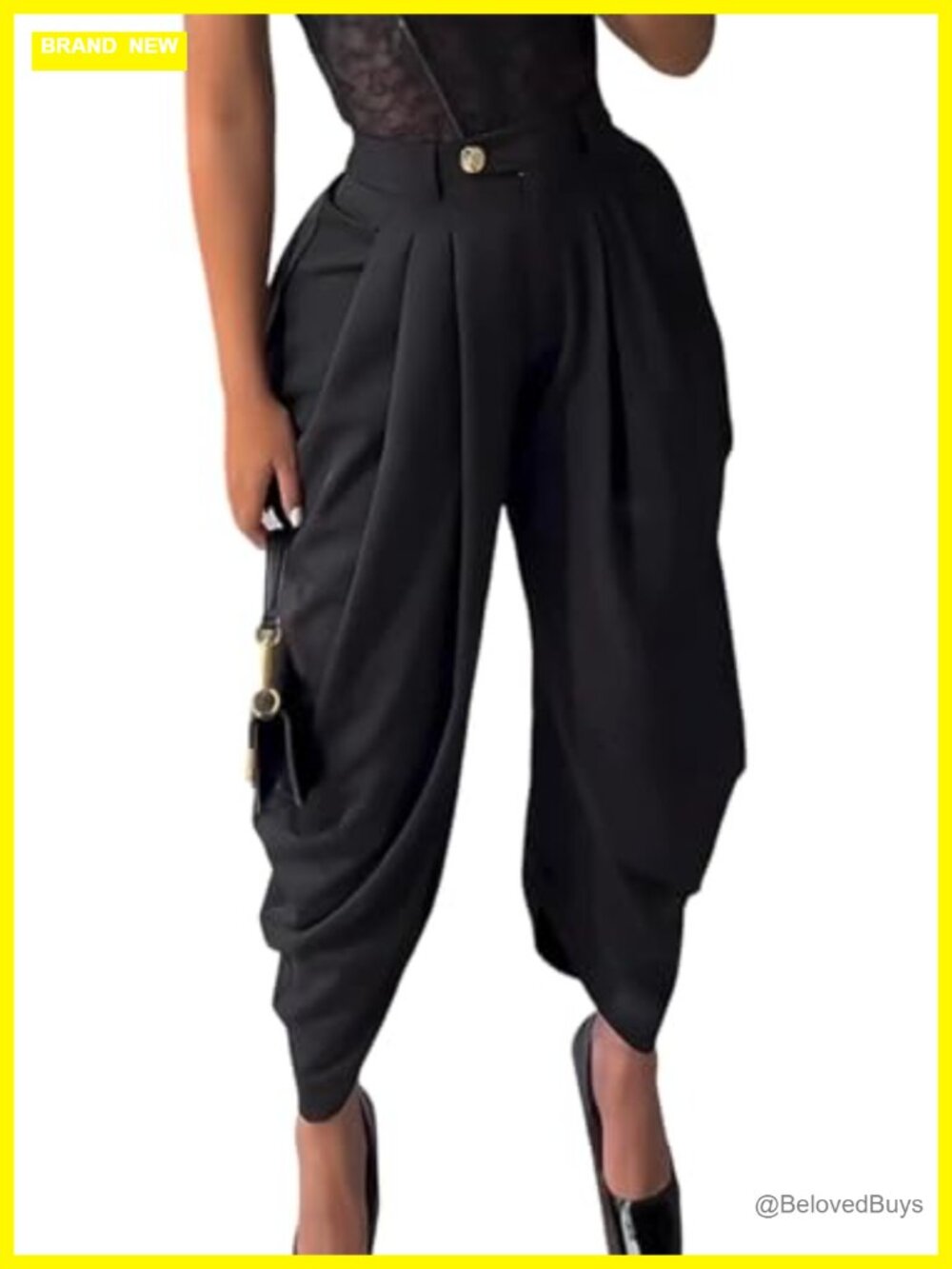 Women's Pleated Wide Leg High Waisted Dress Pants Business Trousers
